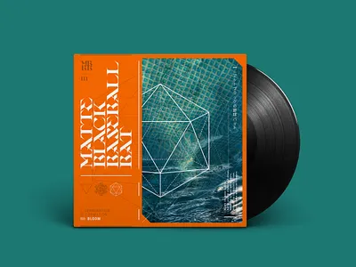 Album Art - MBBB - "III: Bloom" albumart geometric graphic design icosahedron layout mockup orange teal turquoise typography vinyl white