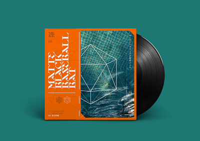 Album Art - MBBB - "III: Bloom" albumart geometric graphic design icosahedron layout mockup orange teal turquoise typography vinyl white