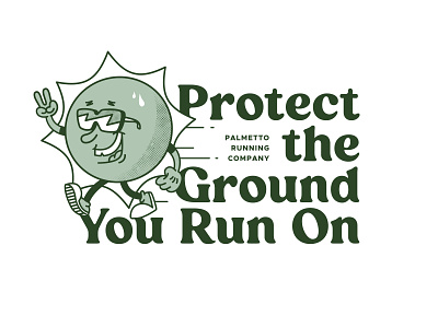 Protect the Ground You Run On cartoon character character illustration green run runner running sticker sun sun character sunglasses vector