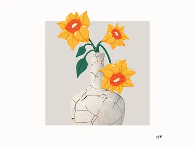 Blender Vase_03 2d 3d art direction blender design digital art flowers illustration jonquille photoshop procreate vase