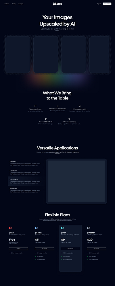 µScale | An image upscaler tool mockup v2 ui web web deisgn