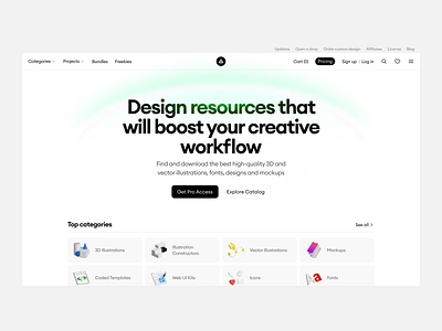 Craftwork 6 WIP assets categories craftwork design interface landing page light markeplace minimal resources simple ui