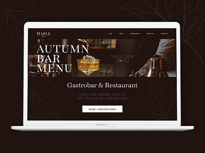 Главная страница для бара "Maple" bar ui алкоголь бар коктейли ресторан