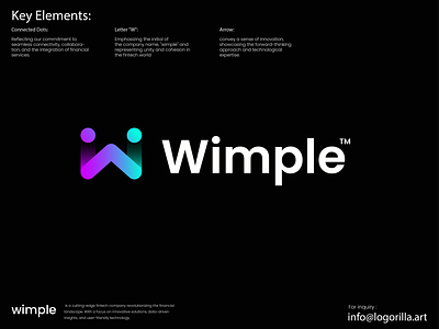 wimple arrow connect connection dots finance financial fintech growth logo nodes tech technology up w