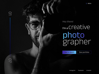 Photographer portfolio landing page design figma graphic design landing page photographer photos portfolio ui ux web design