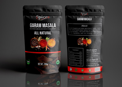 Spices Pouch Design cocking coockingingredients food garammasala label cbd logo masalapouch masla packaging pouch spice spices standuppouch supplement