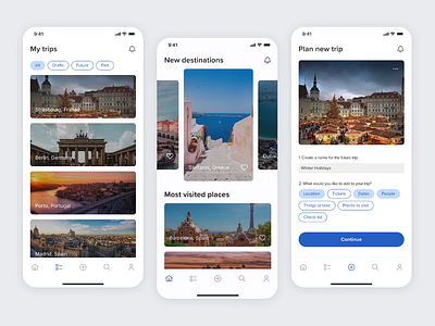 Trip Planner - Mobile App Design animation app design mobile plan travel trip ui ux