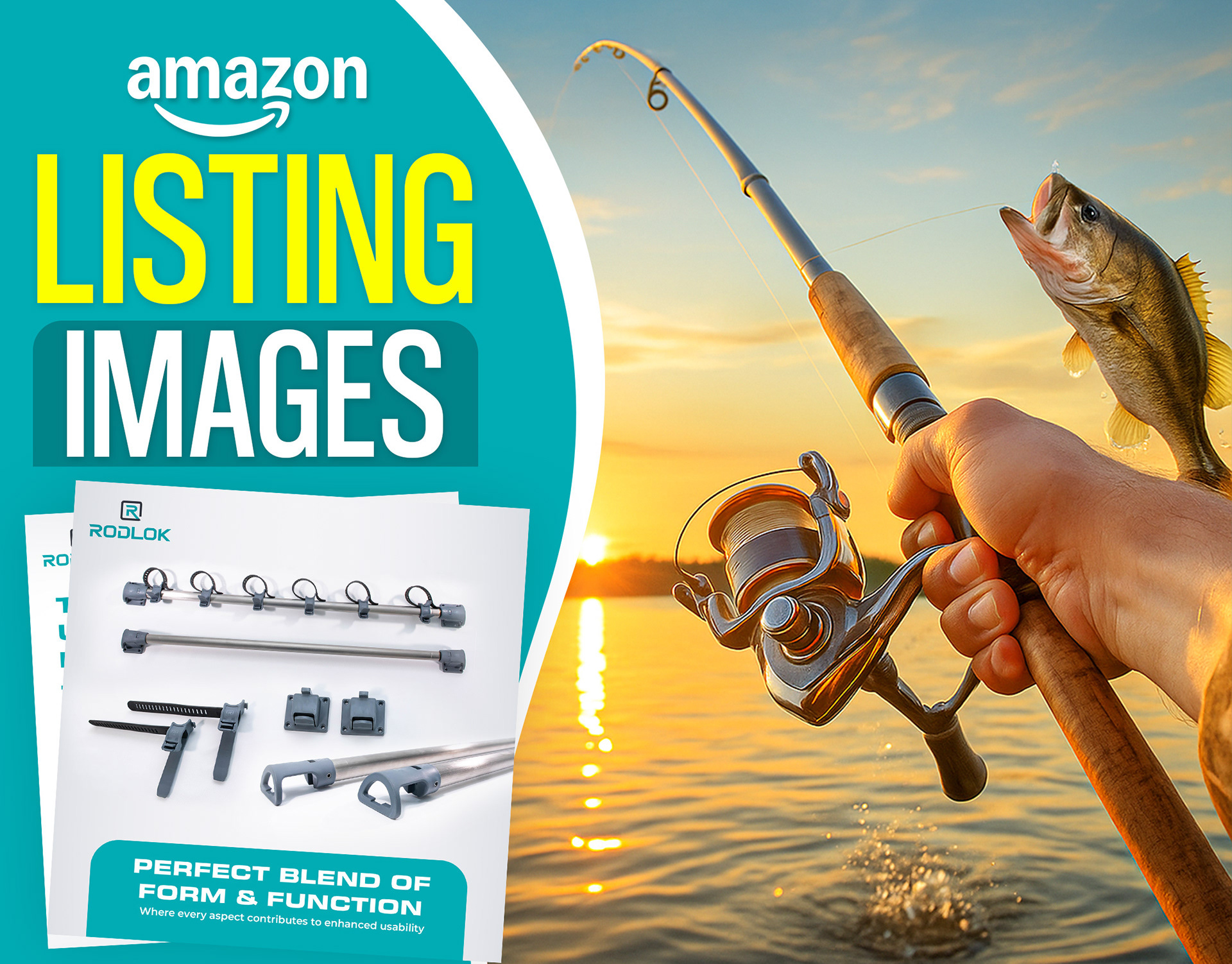 Amazon Infographics - Fishing Rod Holder amazon branding design graphic design graphicdesign illustration listingimages photoshop
