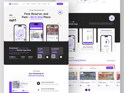 Parking App Landing Page | Mobile App Landing Page | App Website app app landing page car parking app car parking website design figma figma designer figma ui ux designer figma web designer landing page usa uxui web web designer web designer in usa web developer webflow webiste website design wordpress