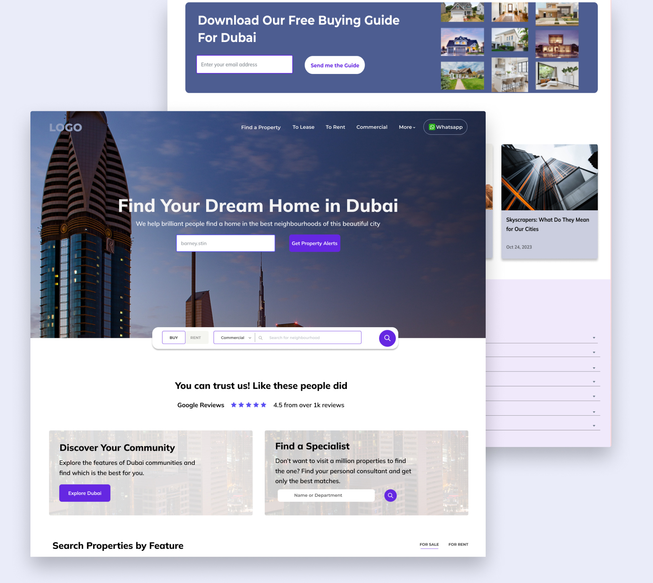 Example of Real Estate Website Design