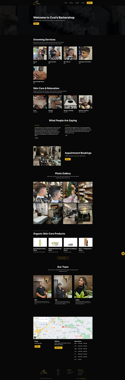 Cosi's Barbershop Website blackandgold dribbbleshowcase inspiration uiux