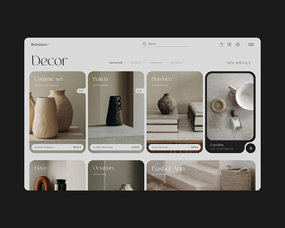 BranDeco - product display decor design ecommerce figma natural ui uidesign uitrends ux webdesign website