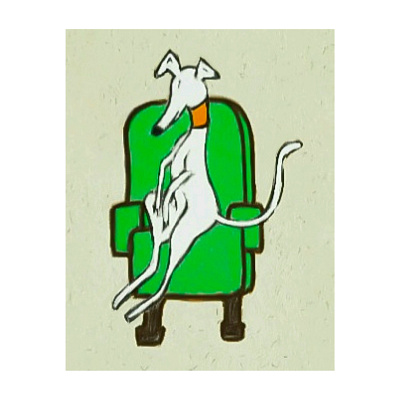 Greyhound, armchair dog armchair brown design dog greeen greyhound illustration pet white