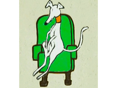 Greyhound, armchair dog armchair brown design dog greeen greyhound illustration pet white