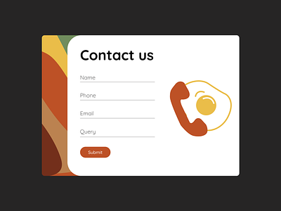 Contact us page for a Restaurant aesthetic button clean contact us cute illustration omelette phone restaurant submit text fields user interface warm colors webpage website
