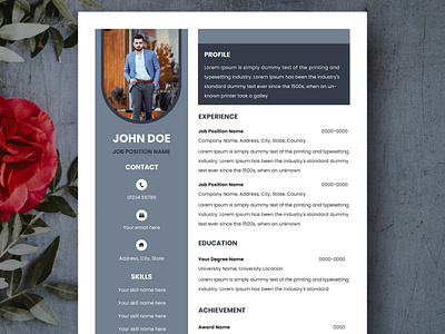 Stylish Minimal CV Template branding clean creative creative design custom cv cv design cv template design illustration interview layout minimal minimalist modern professional resume resume deisgn resume template