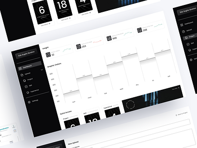 Portfolio Dashboard black branding dark dashboard design experience expertise management minimalist objectoriented portfolio project settings skill task tech ui ux