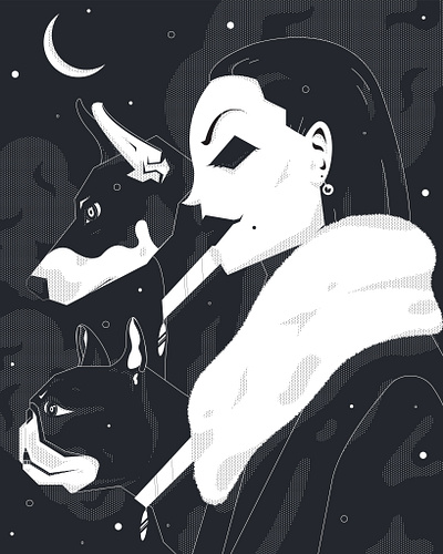 "De-Vil" - Style Exploration Illustration adobe illustrator black and white dog exploration halftone illustration illustrator style vector vector illustration