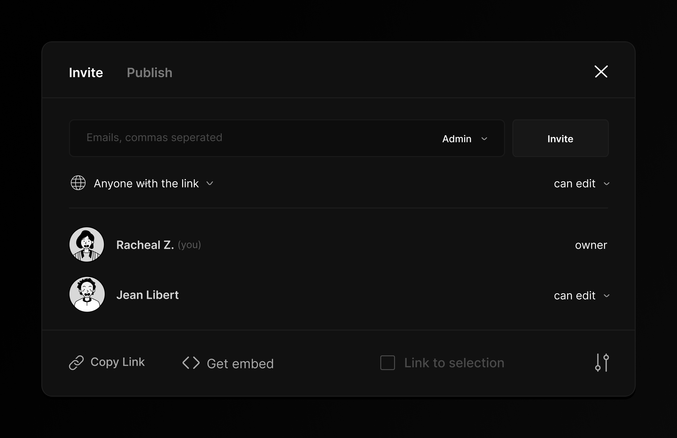 Figma "Share" | Dark Mode app concept dark figma interface minimal mockup product share ui ux