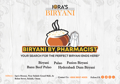 Design the Menu of iqra's Biryani foodresturant iqrasbiryani menu design menuforbiryani resturant