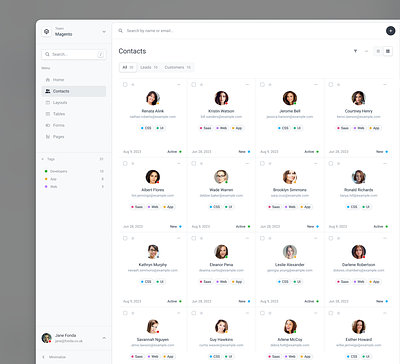 Contacts Grid View card contacts crm grid profile ui