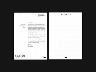 Dolomite Contracting brand identity branding construction construction logo contractor logo graphic design letterhead letterhead design masculine masculine design modern modern design wordmark