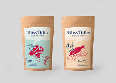 Bliss Bites Calming Chews dog illustration food illustration packaging