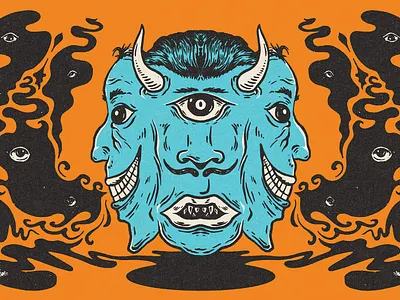 Split Personality character craft beer demon drawing halloween hand drawn horror illustration line art linework macabre monster procreate split personality spooky