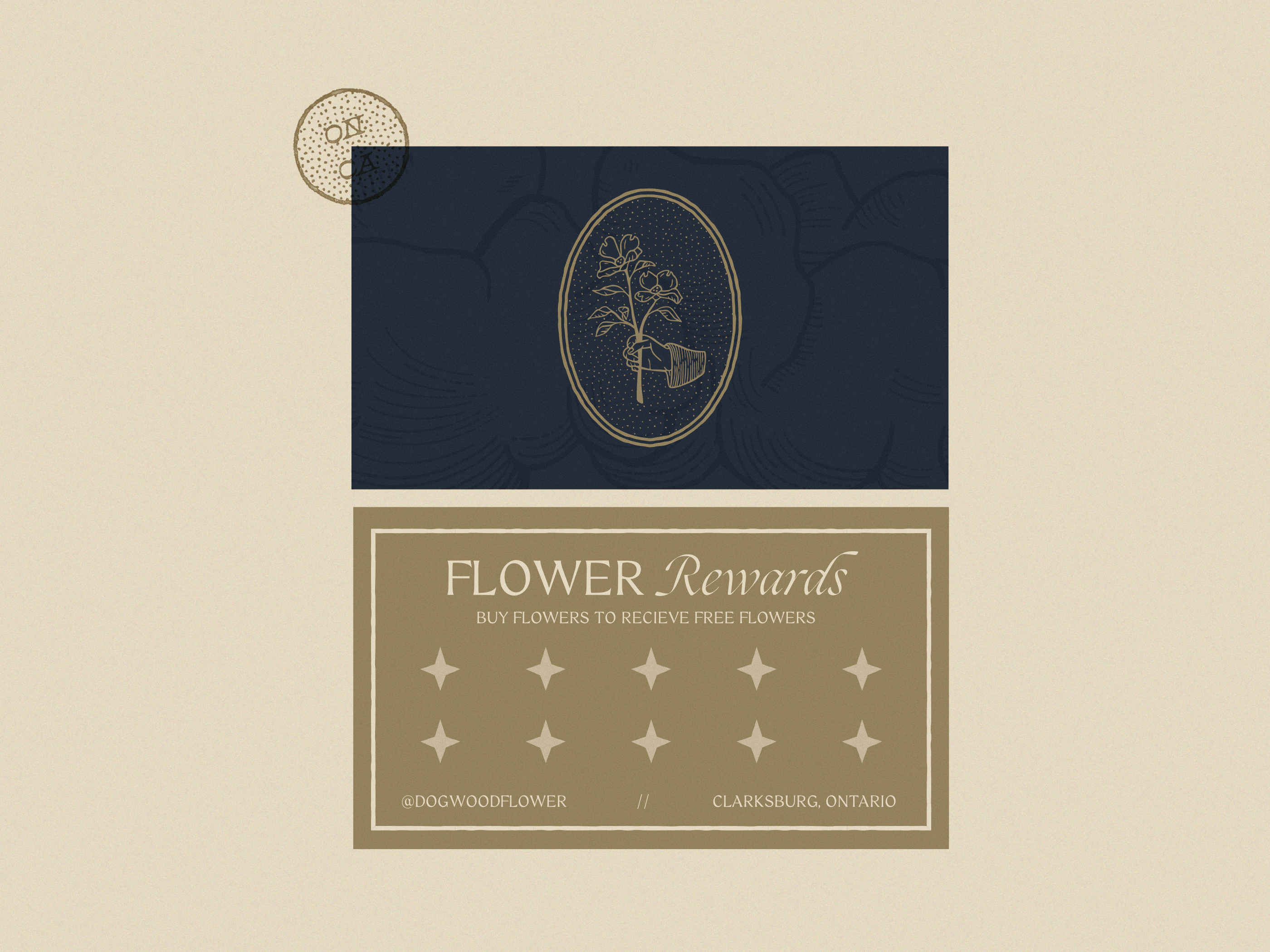 Dogwood Flower business card design dogwood flower dogwood icon floral icon florist florist business cards florist logo flower icon flower logo french saloons graphic design stamp card vintage design