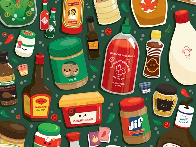 Condiments character cute design food happy illustration illustrator vector