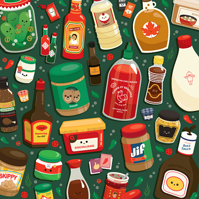 Condiments character cute design food happy illustration illustrator vector