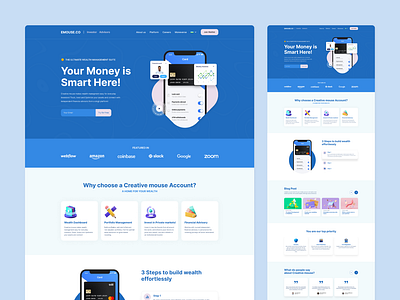 EMOUSE.CO Wealth Management Suite. app app design bekpolatov design figma landing landing page minimal page portfolio portfolios ui ux uxui uzbekistan veb design web web design webdesign