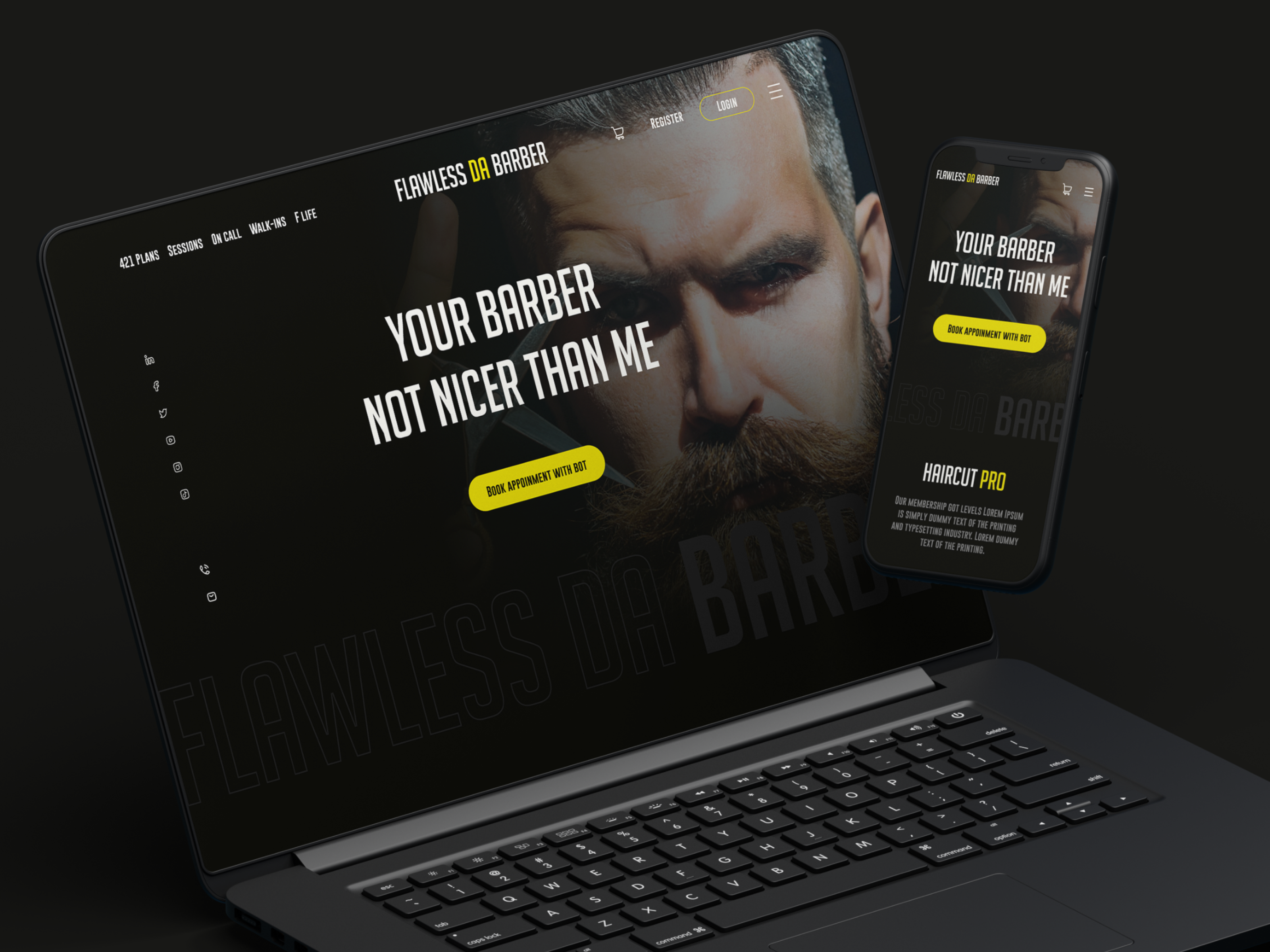 Flawlessdabarber - Barber Landing page barber barber landing page barber shop beauty beauty saloon e commerce hair hair saloon hair style haircut hero section landing page landing page design salon saloon spa style ui