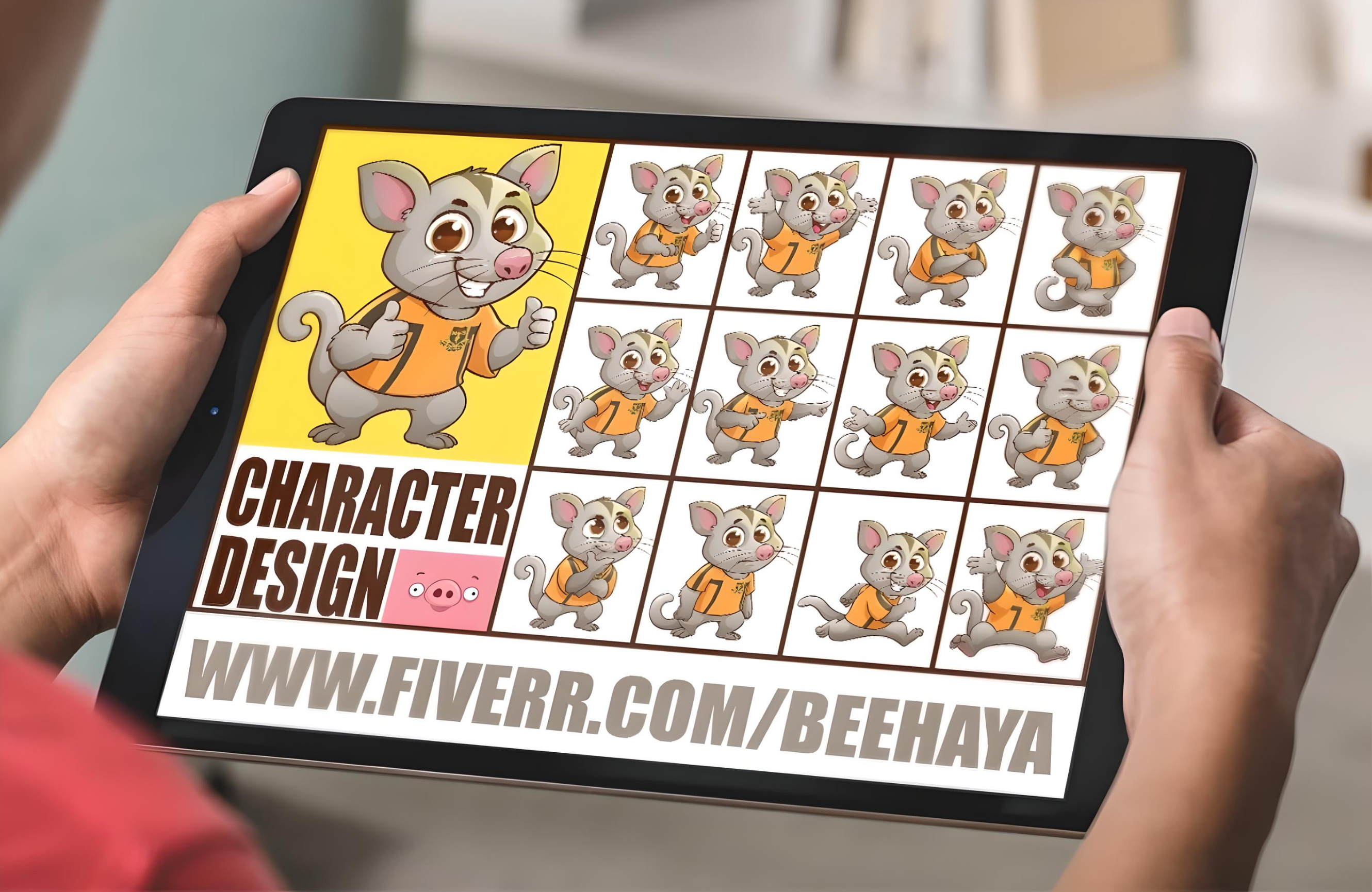 Example of Custom Cartoon Character Multiple Poses