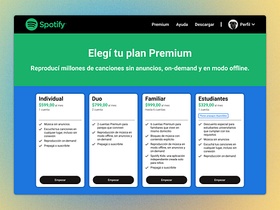 #️⃣0️⃣3️⃣0️⃣ Pricing - Spotify desktop figma prototype ui ux uxuidesigner