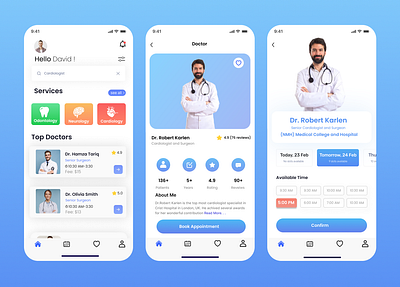 Doctor Appointment App appscreens mobileapp mobileappconcept mobileui prototyping responsivedesign ui uiuxdesign