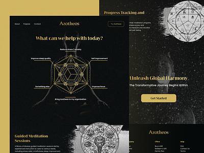 Alchemy Meditation App Landing Page app design app development gradient health tech illustration landing page meditation journey meditationapp mindfulness minimalism mobile design relaxation responsive design serenity spirituality ui ux user experience user interface wellness yoga