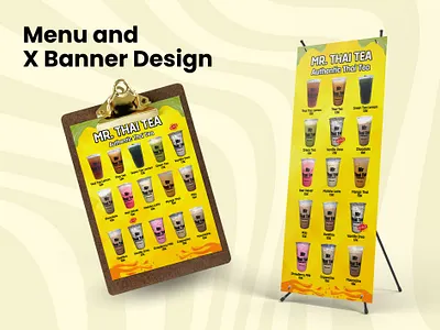 Menu and X Banner Design Mr. Thai Tea branding drink design fnb design fresh design graphic design menu design x banner design