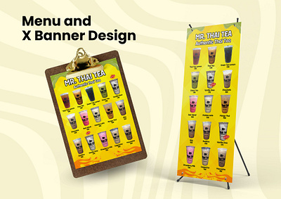 Menu and X Banner Design Mr. Thai Tea branding drink design fnb design fresh design graphic design menu design x banner design