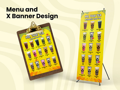 Menu and X Banner Design Mr. Thai Tea branding drink design fnb design fresh design graphic design menu design x banner design