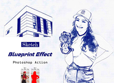 Sketch Blueprint Effect Photoshop Action adobe photoshop