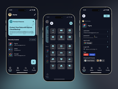 PocketPass Password Manager App animation app app design dark manager mobile mobile app mobile design mobile ui modern password productivity security