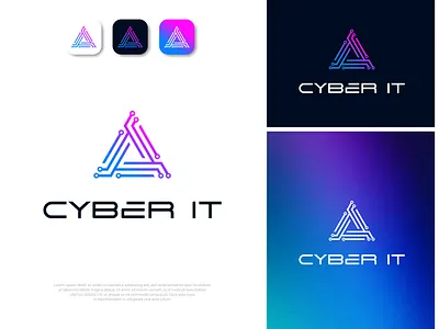 Cybersecurity Triangle Technology IT Logo branding circuit cyber cybersecurity data design digital futuristic graphic design illustration internet it logo logo design modern network security system technology triangle