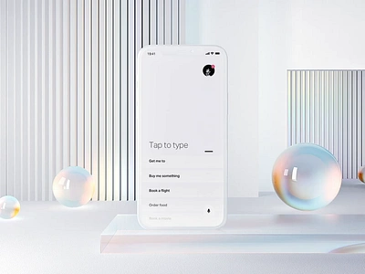 Plastic transition for Voice UI 3d animation app branding c4e cards clean glass headphones interaction minimalistic motion natural plastic simple super transition ui voice white