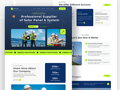 Solar Panel Website Landing Page Design branding clean design home page home page design landing page solar energy solar panel solar panel landing page solar panel website solar power uiux website website design