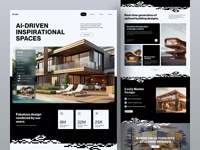 Ai architectural platform ai ai business optimization ai powered ai solution ai tool design architect architecture design artificial intelligencve design figma interface interior design landing page minimal real estate software web web design webdesign website