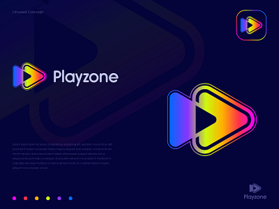 Logo For Playzone abstract app logo brand identity branding camera ecommerce graphic design logo logo design logo designer mark minimal logo modern logo monogram play play icon play logo tech logo youtube logo