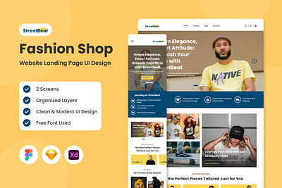 StreetBeat - Fashion Shop Website Landing Page business ecommerce fashion landing page layout retail shop store ui uiux ux website