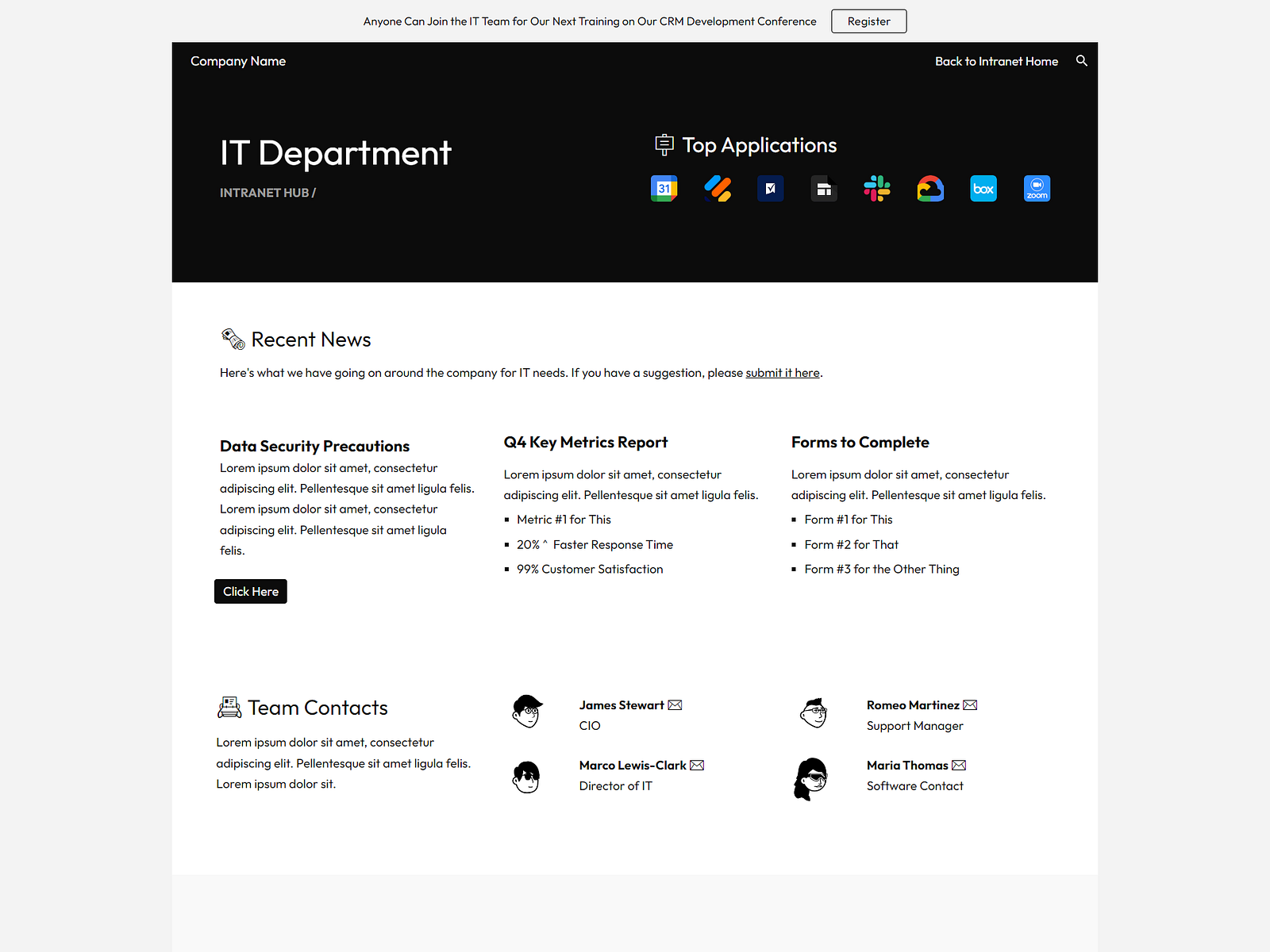 Intranet Template for Google Sites - IT Department Wireframe by Kyle ...