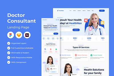 HealthNav - Doctor Consultant Landing Page solutions